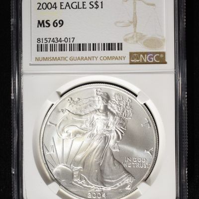 Sale Photo Thumbnail #387: 2004 AMERICAN SILVER EAGLE NGC MS69