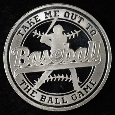 Sale Photo Thumbnail #406: BASEBALL 1 OZ .999 SILVER ROUND