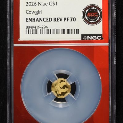 Sale Photo Thumbnail #428: 2026 NIUE G$1 COWGIRL ENHANCED REV PF 70 NGC