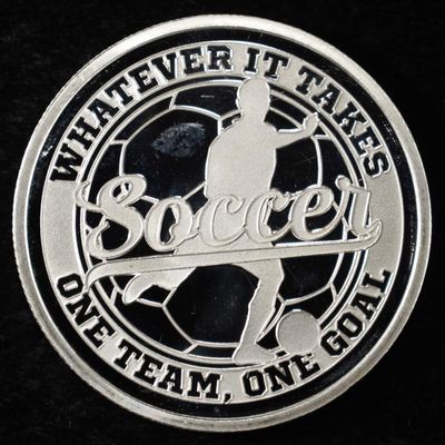 Sale Photo Thumbnail #410: SOCCER 1 OZ .999 SILVER ROUND