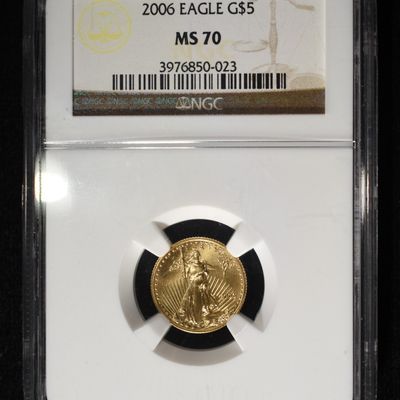 Sale Photo Thumbnail #447: 2006 $5 GOLD EAGLE NGC MS70