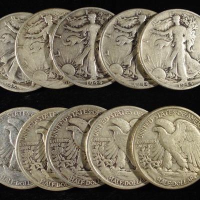 Sale Photo Thumbnail #134: (10) 90% SILVER WALKING LIBERTY HALF DOLLARS