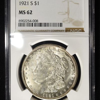 Sale Photo Thumbnail #8: 1921-S MORGAN DOLLAR NGC MS-62