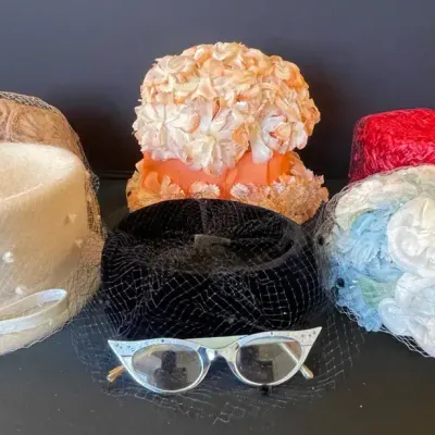 Vintage Ladies Hats, Pair Of Cat-Eye Glasses
