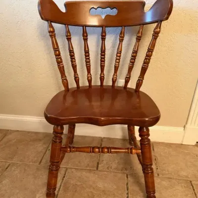 TELL CITY Solid Hard Rock Maple Colonial Style Spindle Back Dining Side Chair #3