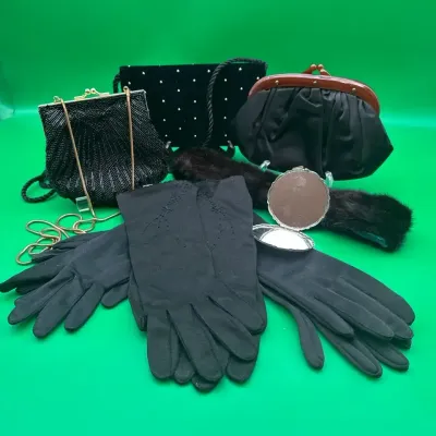 Vintage Purses, Gloves, Fur Collar