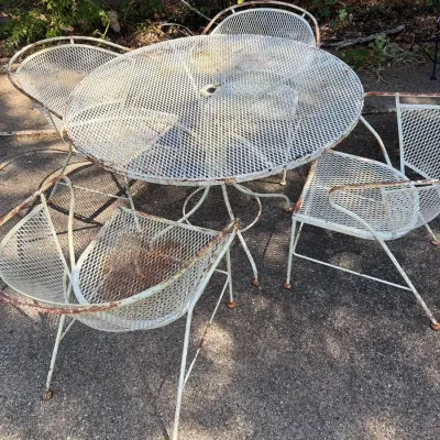 Outdoor Wrought Iron Patio Table w/ 4 Chairs (#2)