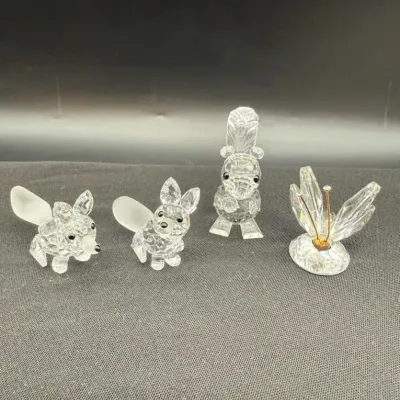 Swarovski Miniature Foxes, Squirrel And Butterfly