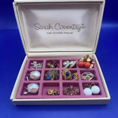 Vintage Sara Coventry Earrings And Display Box