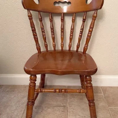 TELL CITY Solid Hard Rock Maple Colonial Style Spindle Back Dining Side Chair