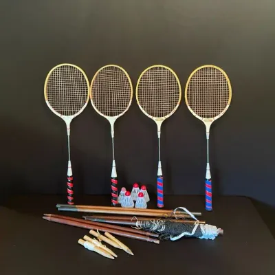 Vintage Wooden Badminton Set