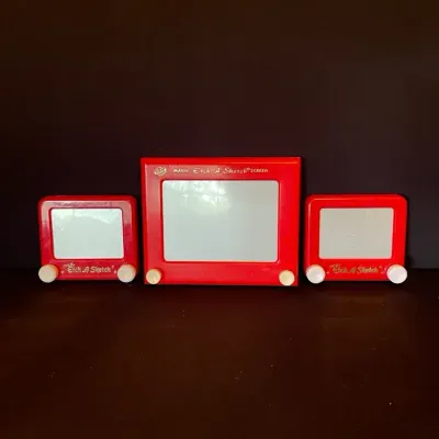 Vintage 1960s Etch A Sketch No 505 MAGIC SCREEN & Two Vtg 1990s Travel Etch A Sketch 