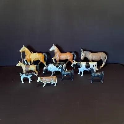 Vintage Farm Animals - Horses, Cows & Donkey