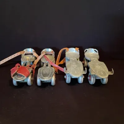 Vintage J C Higgins Sears & Roebuck Metal Roller Skates & Marvel Globe Skate Corp. Roller Skates