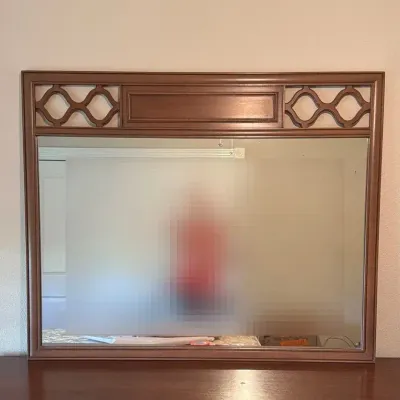 MCM Walnut Mirror Approx 48.75 X 39.5 Inches