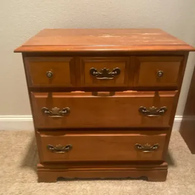 Early Colonial Side Table/Night Stand With Three Drawers