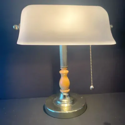 White Milk Glass Bankers Desk Lamp