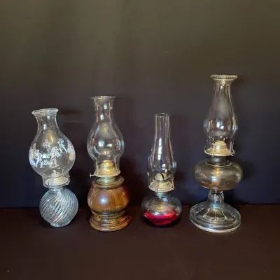 Vintage Oil Lamps, Lot Of Four, Variety Of Makers/Styles