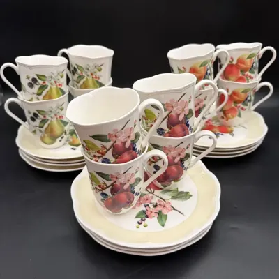 Lenox Orchard In Bloom 12 Plates, 12 Mugs, 4 Each Of Pears, Plums, Peach Blossoms