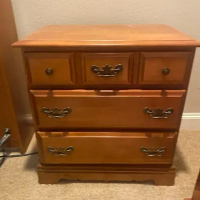 Early Colonial Side Table/Night Stand With Three Drawers (#2)