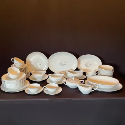 Kaysons Fine China Dinnerware & Serving Set in the "Golden Rhapsody" Pattern