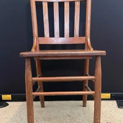 Vintage Solid Oak Slatted-Back Chair