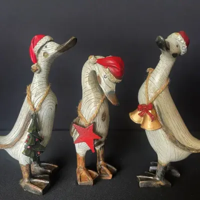 Rustic Christmas Duck Figurines