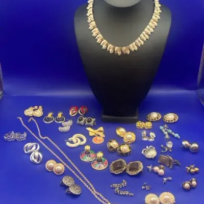 Sarah Coventry Earrings, Two necklaces, Brooch And Cufflinks