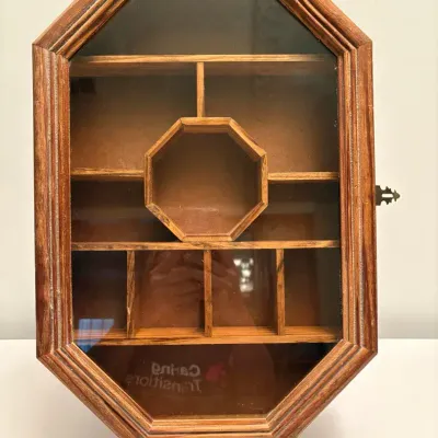 Vintage Octagonal Wooden Shadow Box/Display Case