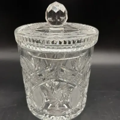 Vintage Bohemian Czech Republic Crystal Biscuit Jar
