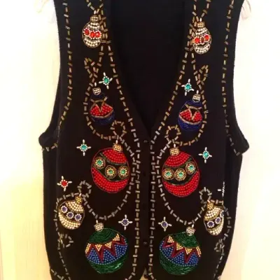 Beaded Christmas Vest Size L