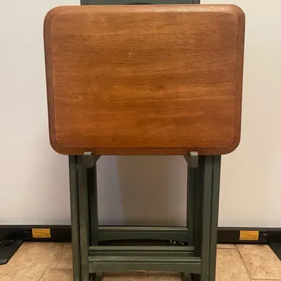 Rustic Wooden Folding Tv Tray Set 