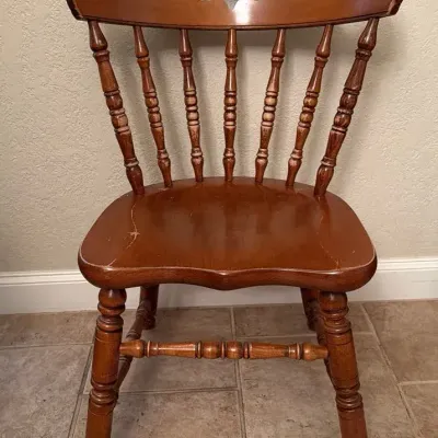 TELL CITY Solid Hard Rock Maple Colonial Style Spindle Back Dining Side Chair #2