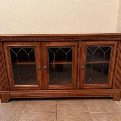 Glass Door Side Table Storage Or TV Stand/Console