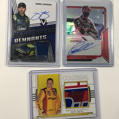 3 Autographed NASCAR Panini Trading Cards