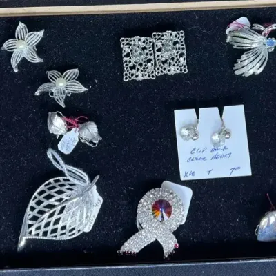 Vintage Silver-Tone Jewelry Lot - Monet, Faux Pearls & Rhinestones, 11 Pcs