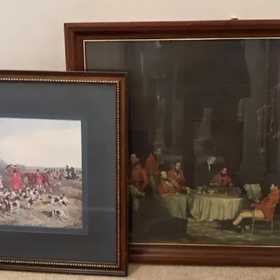 Pair of Vintage English Fox Hunting & Coaching Prints After W. Shayer – Framed