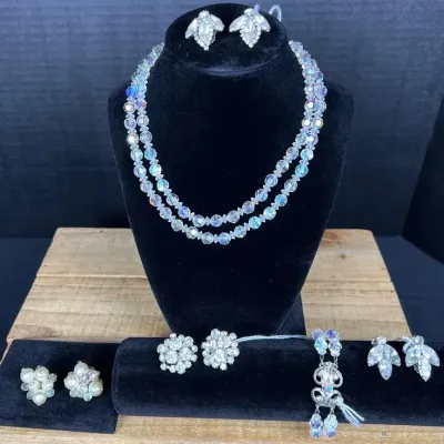 Vintage Designer Costume Jewelry Lot - Signed Weiss, Kramer, & AB Crystal Set