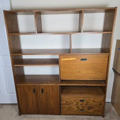 Mid-Century Modern Walnut Wall Unit Room Divider
