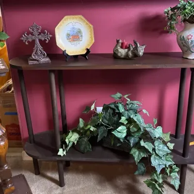 Wood Console Table, Plant Table And Decor 