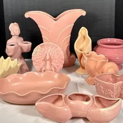 USA Pottery Vintage Mid-Century Pink & Pastel Art Pottery 