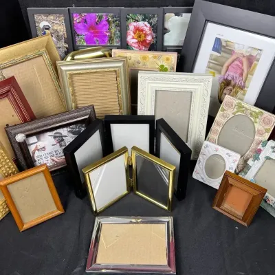 Huge Picture Frame Estate Lot - 15+ Pieces, Wood, Metal, Multi-Photo & Hinged