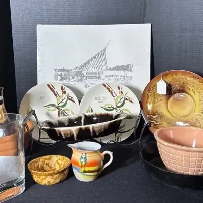 Vintage Mid Century Kitchenware Lot Pfaltzgraff Brown Drip Blue Ridge Fire King