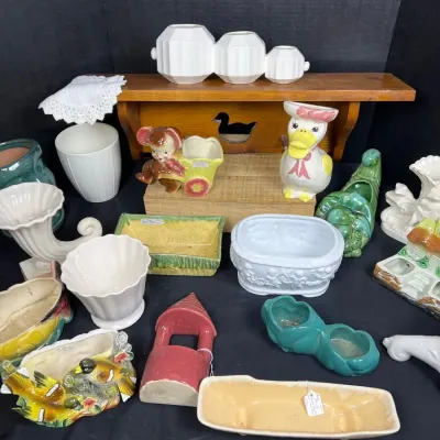 Vintage Pottery & Planter Estate Lot - McCoy, Shawnee, Novelty Duck & Birds