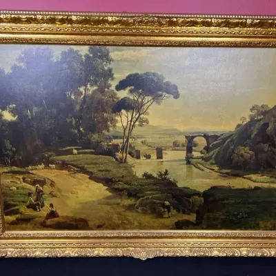 Large Ornate Gold Frame With Countryside Print 