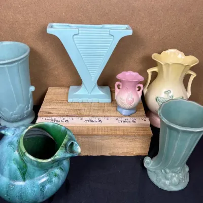 Vintage American Art Pottery Collection - Lot of 6 Mid-Century Vases & Pitchers (Hull, McCoy, Haeger