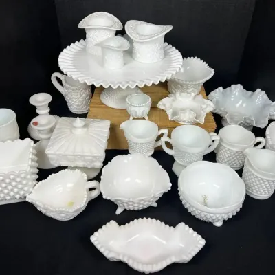 Vintage Fenton And Friends Hobnail White Milk Glass Collection - 20+ Piece Estate Lot