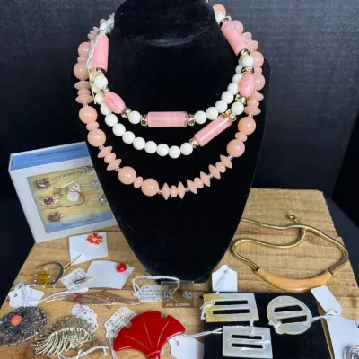 Vintage & Modern Jewelry Lot - Liz Claiborne, Pink Lucite & Shell Pieces, 12+ Pcs