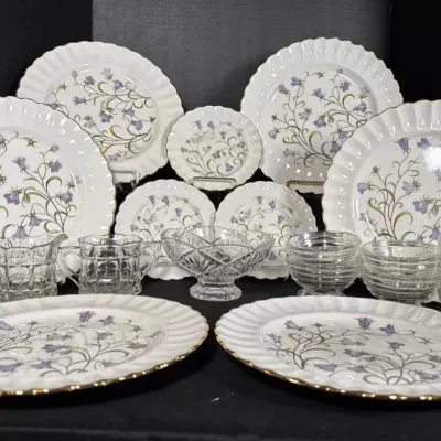 Vintage Spode "Canterbury" Fine Bone China & Assorted Cut Glass Crystal 