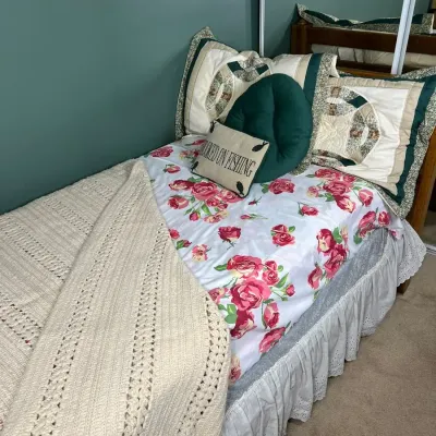Vintage Solid Wood Twin Bed Frame - Mission Style Oak/Pine Headboard & Footboard